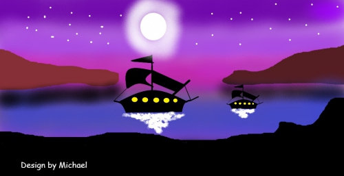 Siluet Pantai Malam Hari