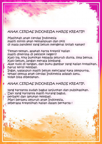 Anak Cerdas Indonesia, Harus Kreatif!